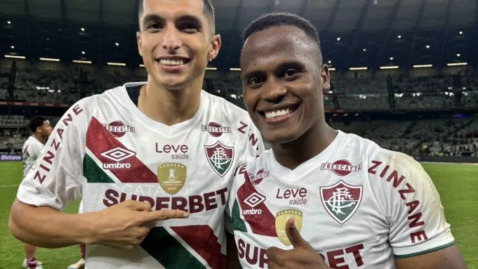 A declaração de Jhon Arias após a vitória do Fluminense Kevin Serna e Jhon Arias (Foto: Divulgação/Fluminense)