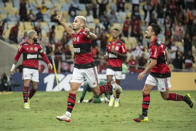 Andreas Pereira comemora gol marcado pelo Flamengo contra o Bahia no Campeonato Brasileiro 2021