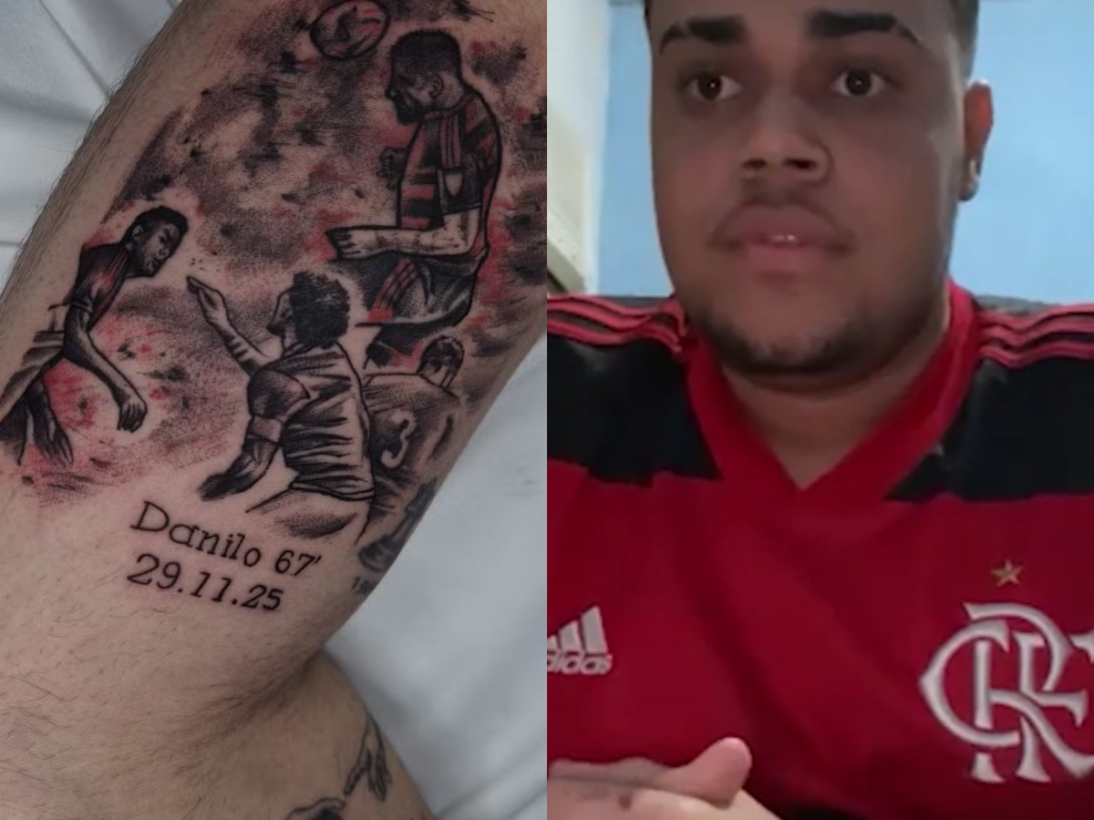 Hariel, torcedor do Flamengo, tatuou gol de Danilo na final da Libertadores