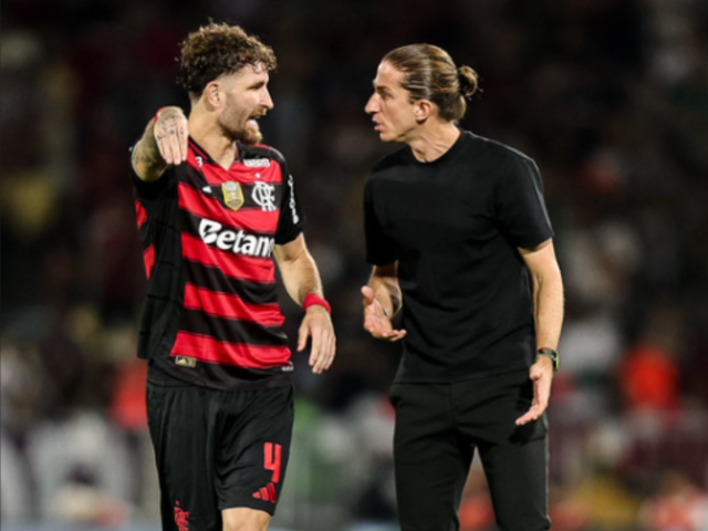 Léo Pereira e Filipe Luís pelo Flamengo