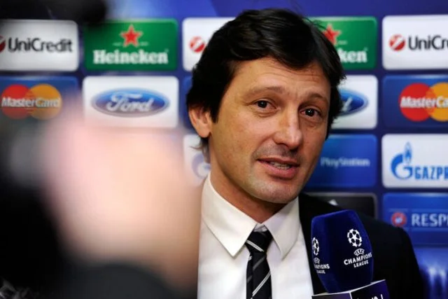 Leonardo durante uma coletiva de imprensa antes de um jogo da UCL