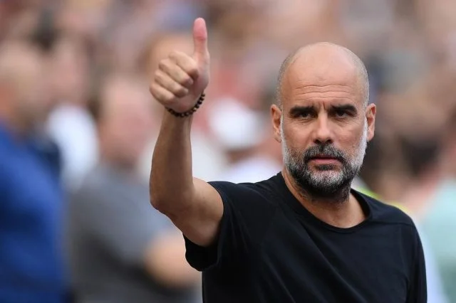 Pep Guardiola durante o jogo entre Manchester City x West Ham pela Premier League 2023-24
