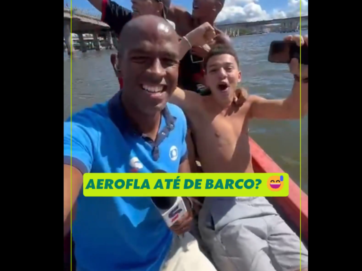 repórter da Globo acompanha AeroFla de barco